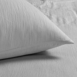 Velosso Washed Linen Look Duvet Cover & Pillowcase Set in Silver - Size: Single
