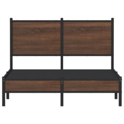 Berkfield Home Metal Bed Frame without Mattress Brown Oak 120x200 cm - Size: Small Double - thumbnail 5