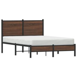 Berkfield Home Metal Bed Frame without Mattress Brown Oak 120x200 cm - Size: Small Double - thumbnail 4