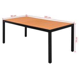 Berkfield Home Garden Table Brown 185x90x74 cm Aluminium & WPC - Size: 185 x 90 x 74 cm - thumbnail 3