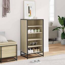 Berkfield Home Shoe Rack Sonoma Oak 48x38x97.5 cm Engineered Wood in Light Oak - thumbnail 3