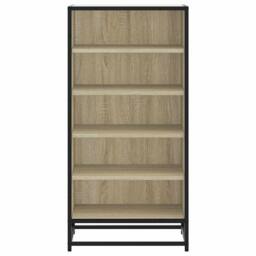 Berkfield Home Shoe Rack Sonoma Oak 48x38x97.5 cm Engineered Wood in Light Oak - thumbnail 4