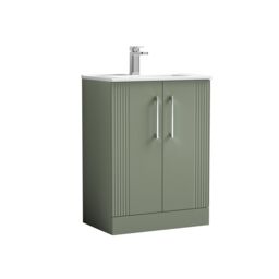 Balterley Vanity Unit w/ Basin Floor Standing, Soft Close 2 Door w/ Rectangular Sink, Bathroom Vanity Units w/ Basin, Partial Fluted Sink Cabinet