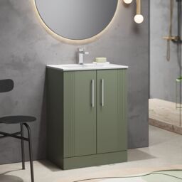 Balterley Vanity Unit w/ Basin Floor Standing, Soft Close 2 Door w/ Rectangular Sink, Bathroom Vanity Units w/ Basin, Partial Fluted Sink Cabinet - thumbnail 4