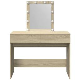 Berkfield Home Dressing Table with LED Sonoma Oak 100x40x130 cm in Tan - Size: 100 x 40 x 130 cm - thumbnail 5