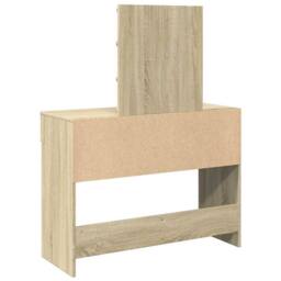 Berkfield Home Dressing Table with LED Sonoma Oak 100x40x130 cm in Tan - Size: 100 x 40 x 130 cm - thumbnail 7