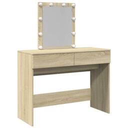 Berkfield Home Dressing Table with LED Sonoma Oak 100x40x130 cm in Tan - Size: 100 x 40 x 130 cm