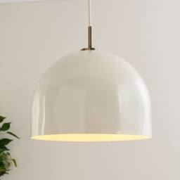 First Choice Lighting Set of 2 Oberon - Antique Brass Pendant Lights with White Shade in Cream - thumbnail 4