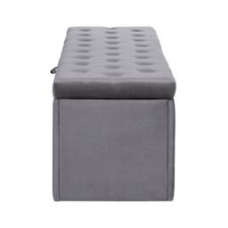 BTM Velvet Storage Bench Bed Stool Grey - thumbnail 9