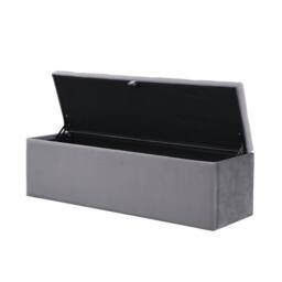 BTM Velvet Storage Bench Bed Stool Grey - thumbnail 4