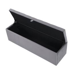 BTM Velvet Storage Bench Bed Stool Grey - thumbnail 6