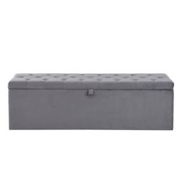 BTM Velvet Storage Bench Bed Stool Grey - thumbnail 7