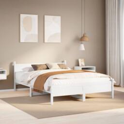 Berkfield Home Decorative Bed Frame without Mattress White 135x190 cm Double Sol - thumbnail 2