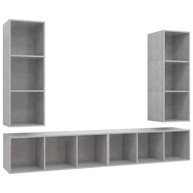 Berkfield Home Wall-mounted TV Cabinets 4 pcs Concrete Grey Engineered Wood - image 1