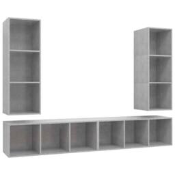 Berkfield Home Wall-mounted TV Cabinets 4 pcs Concrete Grey Engineered Wood - thumbnail 1