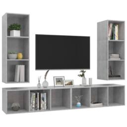 Berkfield Home Wall-mounted TV Cabinets 4 pcs Concrete Grey Engineered Wood - thumbnail 3