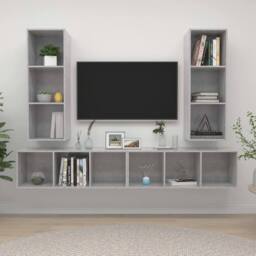 Berkfield Home Wall-mounted TV Cabinets 4 pcs Concrete Grey Engineered Wood - thumbnail 2