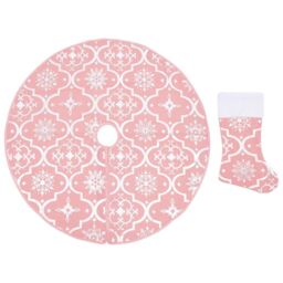 Berkfield Home Luxury Christmas Tree Skirt with Sock Pink 150 cm Fabric - thumbnail 2