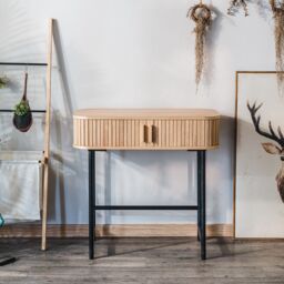 Nordlys Console Table in Metal & Wood with 2 Doors in Brown - thumbnail 7