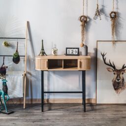 Nordlys Console Table in Metal & Wood with 2 Doors in Brown - thumbnail 4