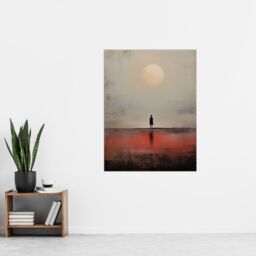 "Artery8 Wall Art Print Alone with the Sea Minimalist Misty Seascape Sunset Poster - Size: W18"" x H24""" - thumbnail 4