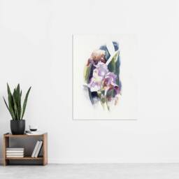 "Artery8 Purple Iris Flower Watercolour Demuth Wall Art Poster Print in White - Size: W24"" x H32""" - thumbnail 4