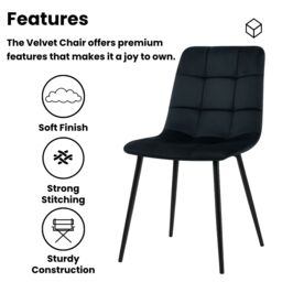 KOSY KOALA Oak Effect Dining Table Set With 4 Black Velvet Chairs Dining Room Furniture in Brown - thumbnail 5