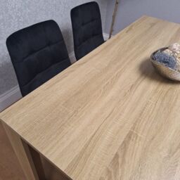 KOSY KOALA Oak Effect Dining Table Set With 4 Black Velvet Chairs Dining Room Furniture in Brown - thumbnail 3