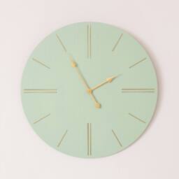 Melody Maison Large Green Wooden Grain & Gold Detailed Wall Clock - 70cm X 70cm - Size: 70 cm X 70 cm