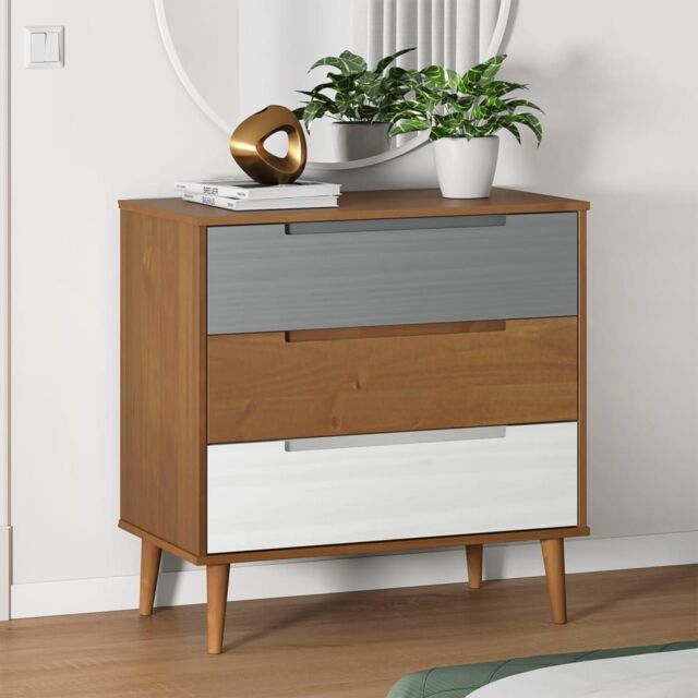 Berkfield Home Drawer Cabinet MOLDE Brown 80x40x80 cm Solid Wood Pine - Size: 80 x 40 x 80 cm - image 1