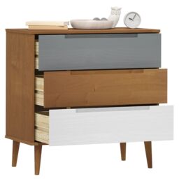 Berkfield Home Drawer Cabinet MOLDE Brown 80x40x80 cm Solid Wood Pine - Size: 80 x 40 x 80 cm - thumbnail 3
