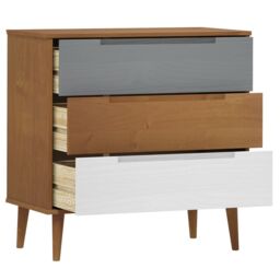 Berkfield Home Drawer Cabinet MOLDE Brown 80x40x80 cm Solid Wood Pine - Size: 80 x 40 x 80 cm - thumbnail 5