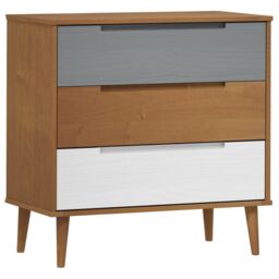 Berkfield Home Drawer Cabinet MOLDE Brown 80x40x80 cm Solid Wood Pine - Size: 80 x 40 x 80 cm - thumbnail 2