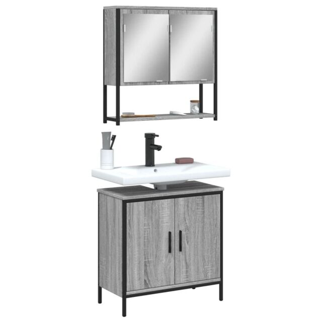 Berkfield Home 2 Piece Bathroom Furniture Set Grey Sonoma Engineered Wood - image 1
