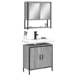 Berkfield Home 2 Piece Bathroom Furniture Set Grey Sonoma Engineered Wood - thumbnail 1