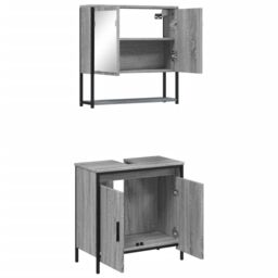 Berkfield Home 2 Piece Bathroom Furniture Set Grey Sonoma Engineered Wood - thumbnail 6