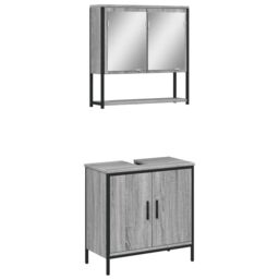 Berkfield Home 2 Piece Bathroom Furniture Set Grey Sonoma Engineered Wood - thumbnail 2