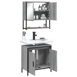 Berkfield Home 2 Piece Bathroom Furniture Set Grey Sonoma Engineered Wood - thumbnail 4