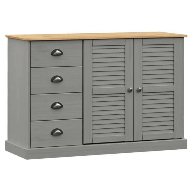 Berkfield Home Sideboard with Drawers VIGO 113x40x75 cm Grey Solid Wood Pine - Size: 113 x 40 x 75 cm - image 1