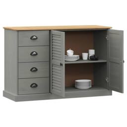 Berkfield Home Sideboard with Drawers VIGO 113x40x75 cm Grey Solid Wood Pine - Size: 113 x 40 x 75 cm - thumbnail 3