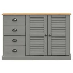 Berkfield Home Sideboard with Drawers VIGO 113x40x75 cm Grey Solid Wood Pine - Size: 113 x 40 x 75 cm - thumbnail 5