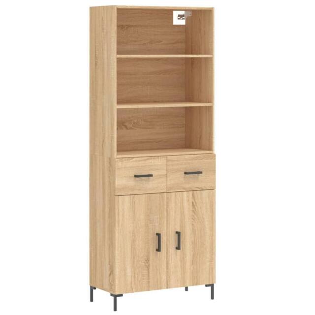 Berkfield Home Highboard Sonoma Oak 69.5x34x180 cm Engineered Wood in Light Brown - image 1