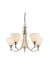 Netlighting Alton 5 Light Multi Arm Ceiling Pendant Satin Chrome Matt Opal Glass E14 in Grey - thumbnail 1
