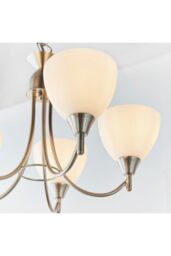 Netlighting Alton 5 Light Multi Arm Ceiling Pendant Satin Chrome Matt Opal Glass E14 in Grey - thumbnail 6