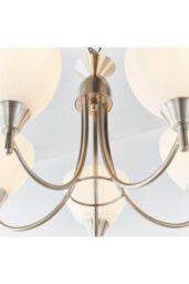 Netlighting Alton 5 Light Multi Arm Ceiling Pendant Satin Chrome Matt Opal Glass E14 in Grey - thumbnail 3