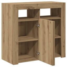Berkfield Home Sideboard with LED Lights Artisan Oak 80x35x75 cm Engineered Wood in Brown - Size: 80 x 35 x 75 cm - thumbnail 7
