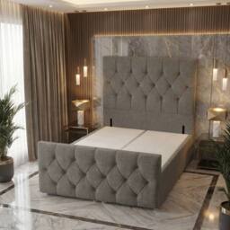 "Somnior Ziggy Storage Ottoman Divan Base 54"" Headboard & 22"" Footboard Linen in Silver - Size: Double" - thumbnail 4