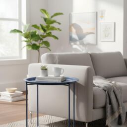 Harbour Housewares Round Steel Tray Tables - Set of 2 in Navy - thumbnail 9