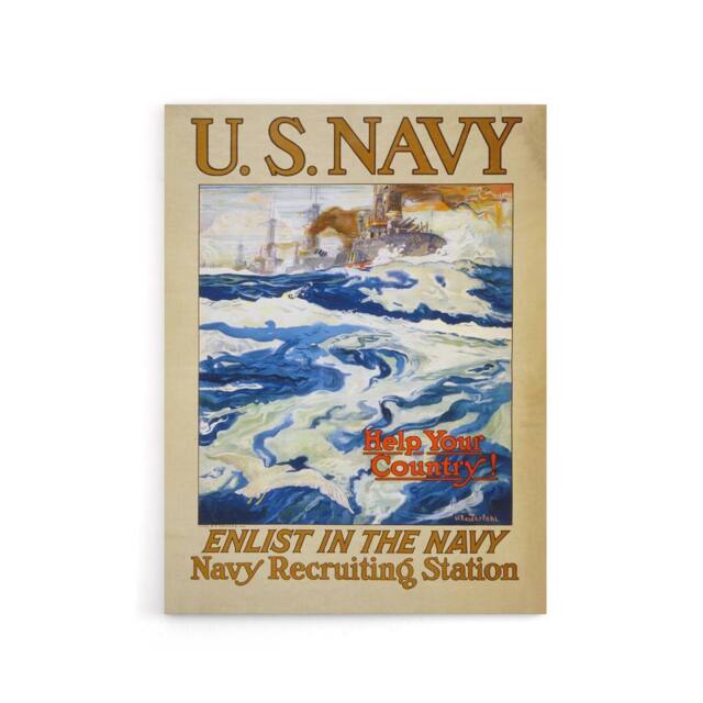"Artery8 Henry Reuterdahl WWI USA Navy Recruitment Canvas Wall Art Print - Size: W18"" x H24""" - image 1
