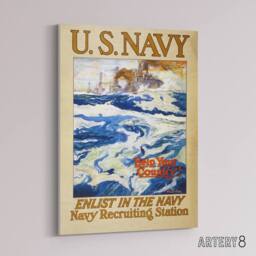 "Artery8 Henry Reuterdahl WWI USA Navy Recruitment Canvas Wall Art Print - Size: W18"" x H24""" - thumbnail 2